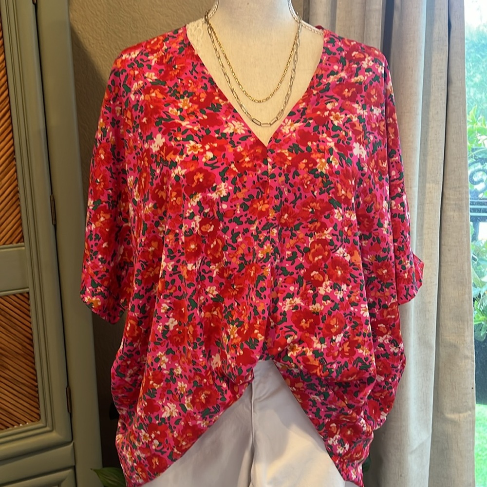 NWT Colorful, floral, dolman style top